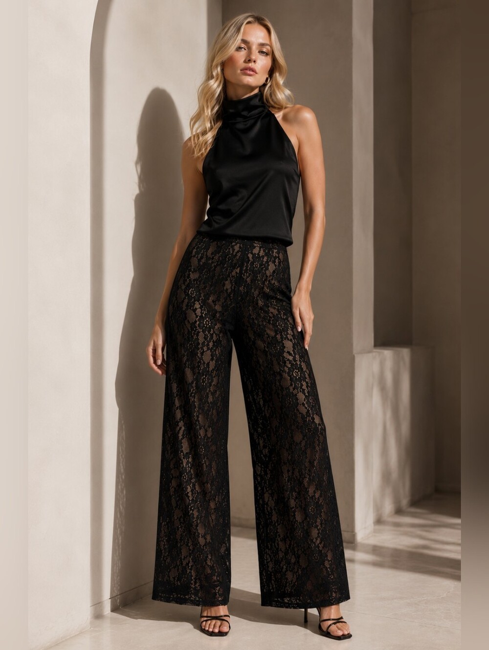 ❤️ ETCETERA HIGH RISE WIDE LEG LACE PANTS, 6 (28)